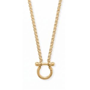 18 + 2 18 Karat Gold PVD Stainless Steel Horseshoe Carabiner Necklace