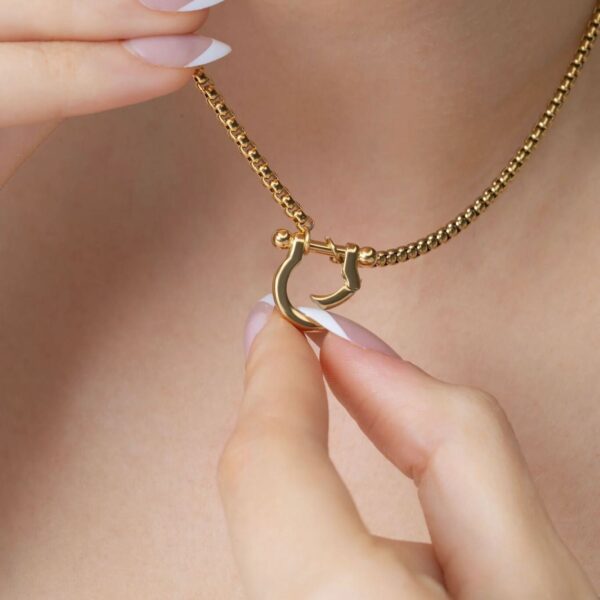 18 + 2 18 Karat Gold PVD Stainless Steel Horseshoe Carabiner Necklace - alternate view 2