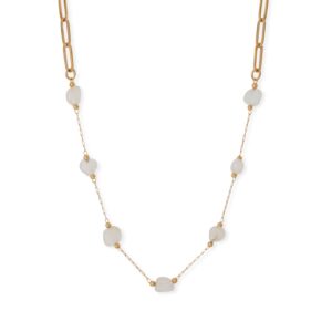16 + 2 18 Karat Gold PVD Stainless Steel Quartz Crystal Station Necklace