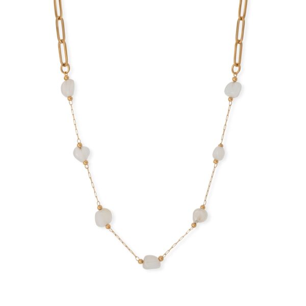 16 + 2 18 Karat Gold PVD Stainless Steel Quartz Crystal Station Necklace