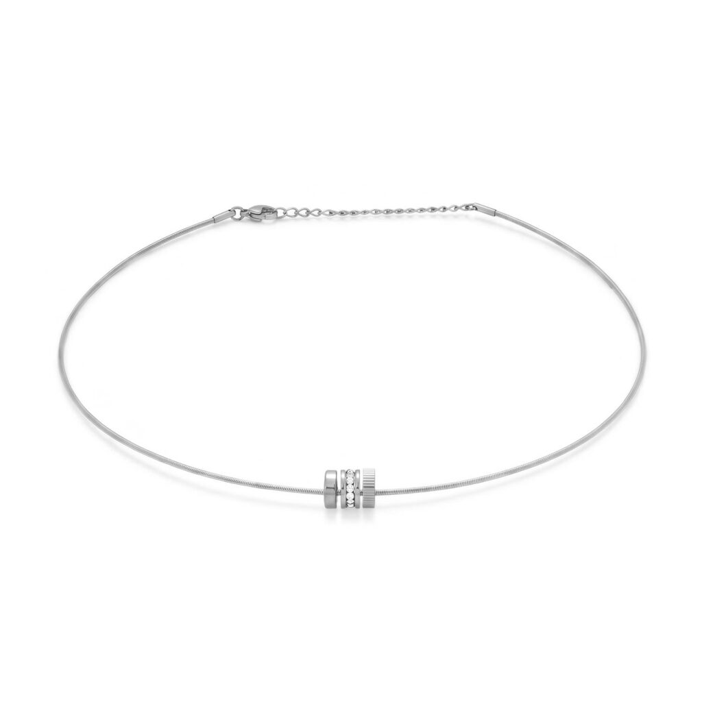16 + 2 Stainless Steel CZ Wheel Collar Necklace