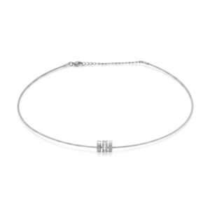 16 + 2 Stainless Steel CZ Wheel Collar Necklace
