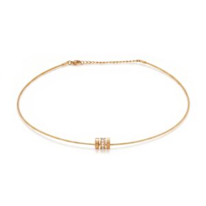 16 + 2 18 Karat Gold PVD Stainless Steel CZ Wheel Collar Necklace
