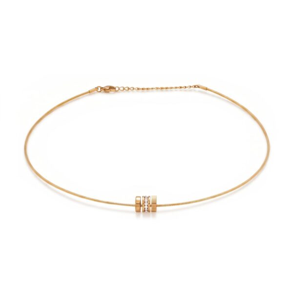 16 + 2 18 Karat Gold PVD Stainless Steel CZ Wheel Collar Necklace