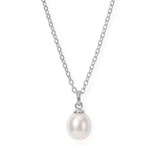 16 Stainless Steel Cultured Freshwater Pearl Drop Necklace