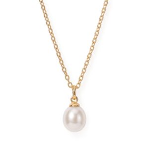 16 18 Karat Gold PVD Stainless Steel Cultured Freshwater Pearl Drop Necklace