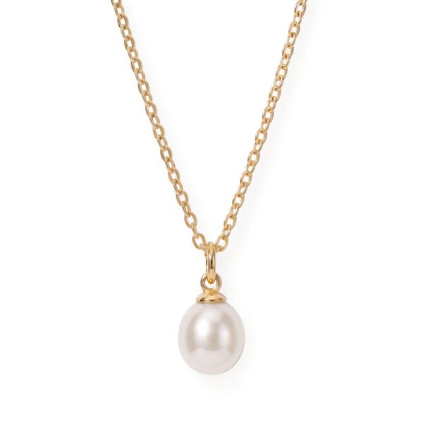 16 18 Karat Gold PVD Stainless Steel Cultured Freshwater Pearl Drop Necklace