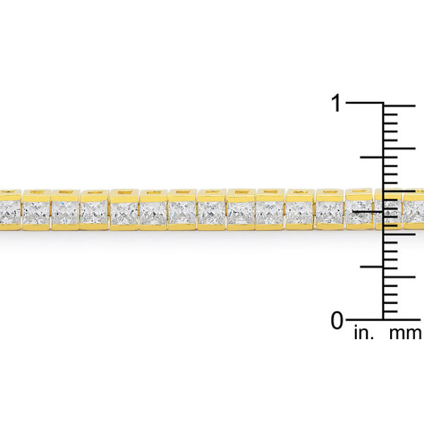 Lock clasp closure on the goldtone finish plated over gold tone tennis bracelet