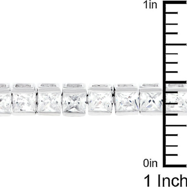 Angled view of the cubic zirconia tennis bracelet highlighting light reflecting off the stones