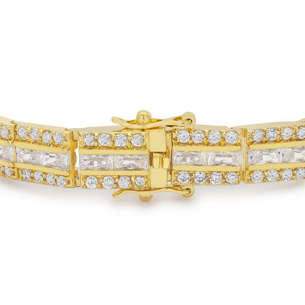 Black cubic zirconia bracelet with prong settings and 51 ct total stone weight.