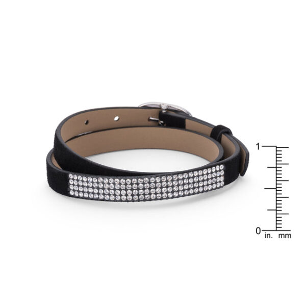 Three clear round crystals on a rhodium plated wrap bracelet.