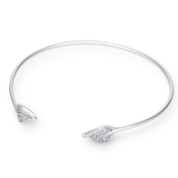 Close-up of the cubic zirconia stones and rhodium plated metal detail on the bracelet