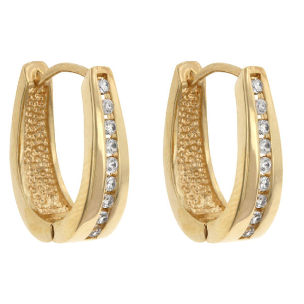 Side angle of the hoop earring showing the hinge and notched post backing
