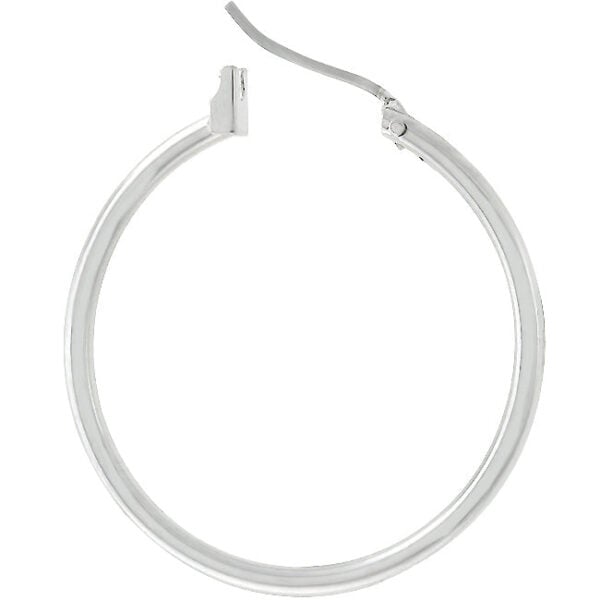 Fashion hoop earrings with clear stones and lever backings, plated in silver tone over lead free alloy (brass).