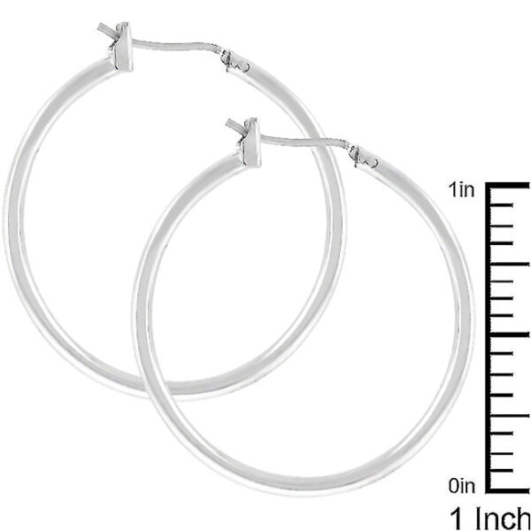 Silver tone over lead free alloy (brass) plated hoop earrings with clear stones and lever backings.