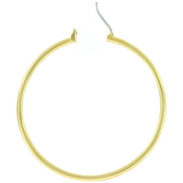 Close-up of a single hoop earring showing the lever back closure mechanism