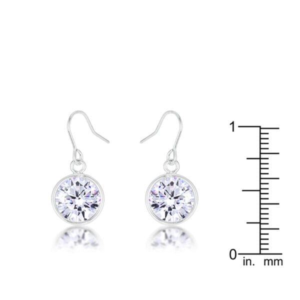 The earrings in rhodium plated over lead free alloy (brass), with round 9 (mm) cubic zirconia and fish hook fastening.