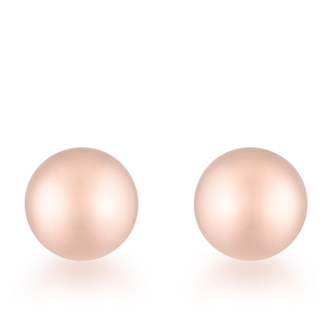 Rose gold plated sphere stud earrings shown facing forward against a plain background