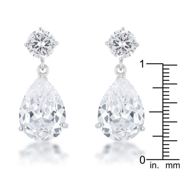 Close-up of the teardrop-shaped drop stone showing its set position below the stud