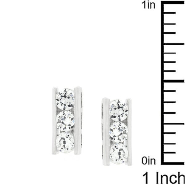 Slate stud earrings with round cubic zirconia in channel settings.