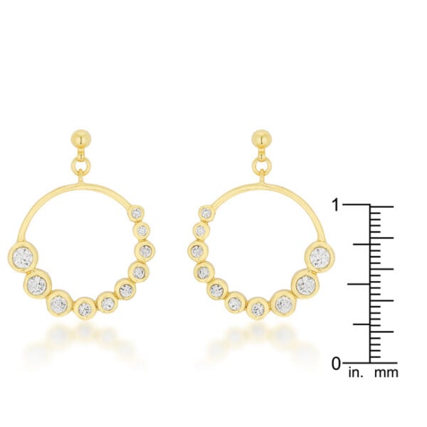 Graduated circle stud earrings with round cubic zirconia, butterfly (post) backings, and a silver tone over lead free alloy (brass) finish.
