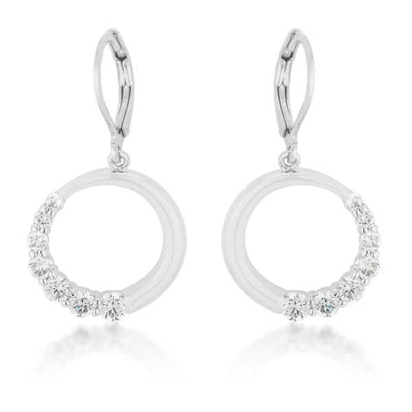 Graduated circle earrings with butterfly (post) backings and round cubic zirconia in prong settings.