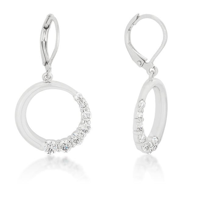 Graduated circle stud earrings with round cubic zirconia in prong settings and butterfly (post) backings.