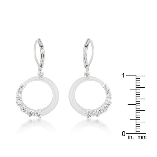 Graduated circle earrings with 2 ct total stone weight of round cubic zirconia in prong settings.