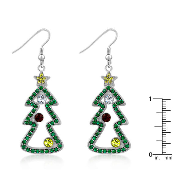 Contemporary earrings in rhodium plated over lead free alloy (brass), with round cubic zirconia in pave settings and fish hooks.