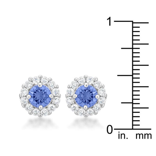 Round purple cubic zirconia stud earring with prong setting and Butterfly (post) backing