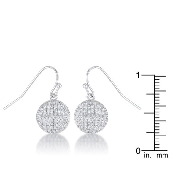 Round 1mm cubic zirconia disk earrings in rhodium plated over lead free alloy (brass).