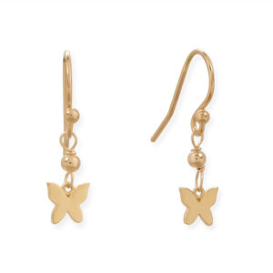 14 Karat Gold Plated Butterfly Drop Earrings