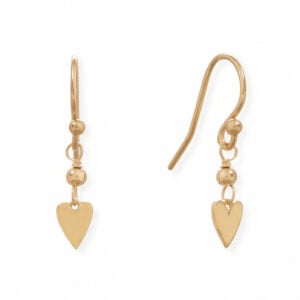 14 Karat Gold Plated Heart Drop Earrings