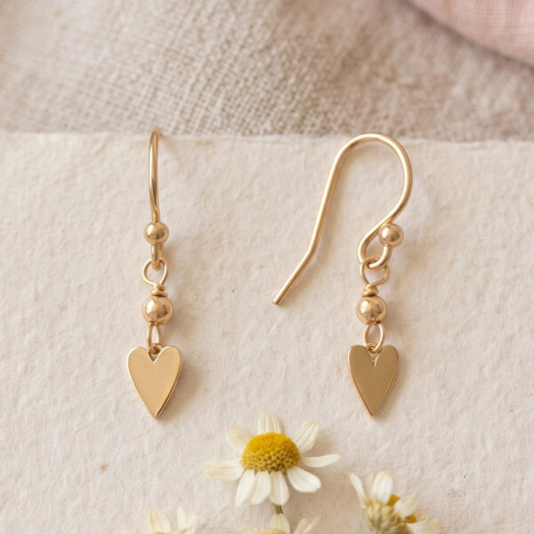 14 Karat Gold Plated Heart Drop Earrings - alternate view 2