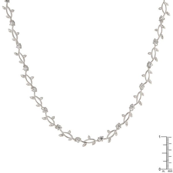 Pink round cubic zirconia floral vineyard necklace with 3 ct total stone weight