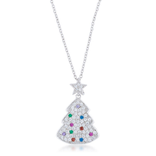 The necklace pendant with purple round 1.25 Mm cubic zirconia in a pave setting on a link chain