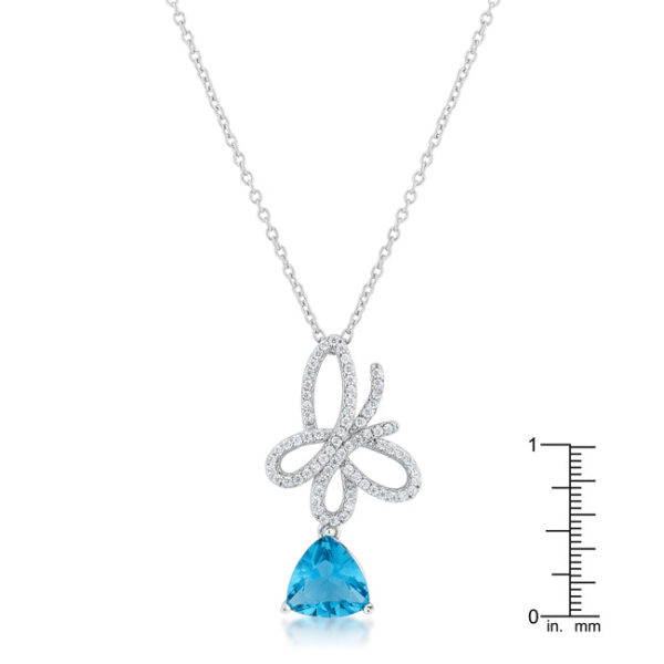 Butterfly drop necklace with an 18-inch chain, a 2-inch extender, and a lobster clasp.