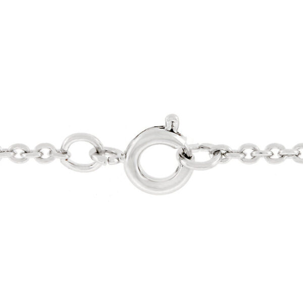 Bar-set round 8 mm cubic zirconia pendant in rhodium plated over lead free alloy (brass).