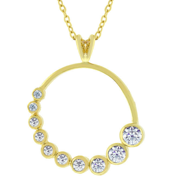 Full length view of the pendant and link chain laid out flat