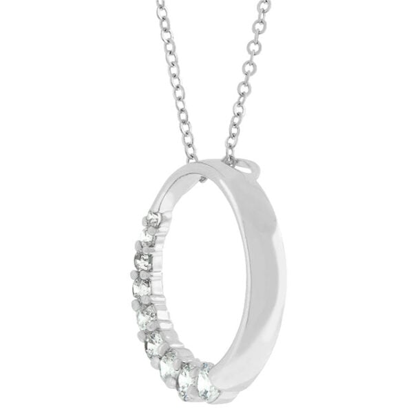 Graduated circle pendant with 1 ct total stone weight of round cubic zirconia in bezel settings