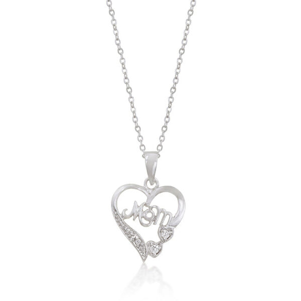 The pendant with round cubic zirconia in prong settings on a link chain.
