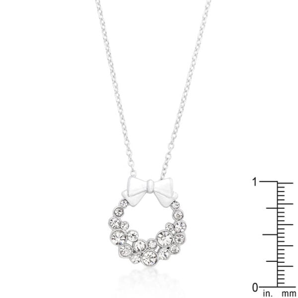 Clear crystal holiday wreath pendant with round bezel-set crystals and 3 ct total stone weight.