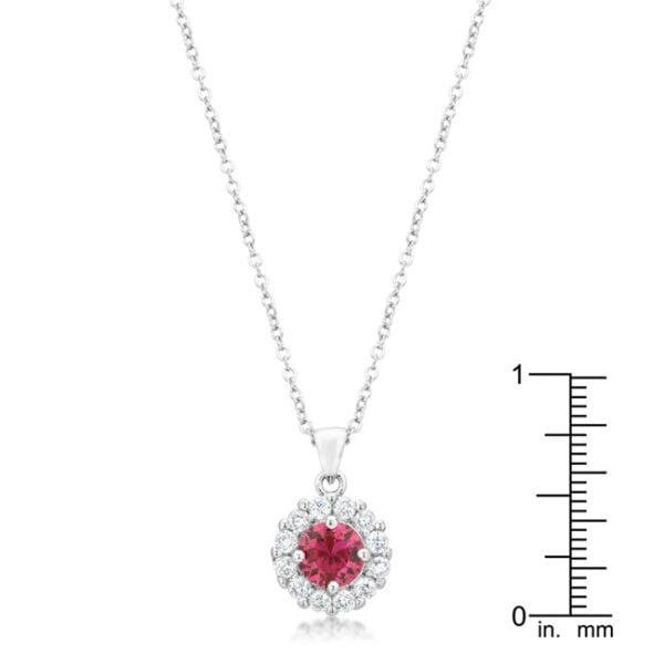 Close angle of the pendant highlighting the prong-set stones and metal finish