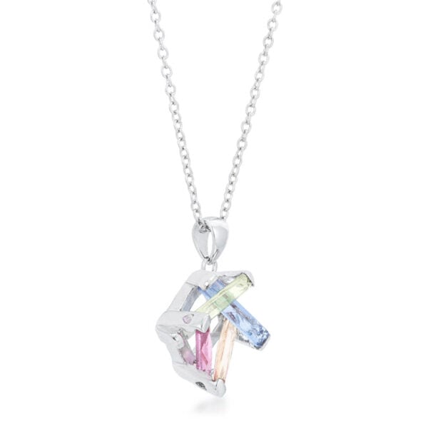 Multicolor necklace with a lobster clasp, an 18-inch chain and a 2-inch extender.