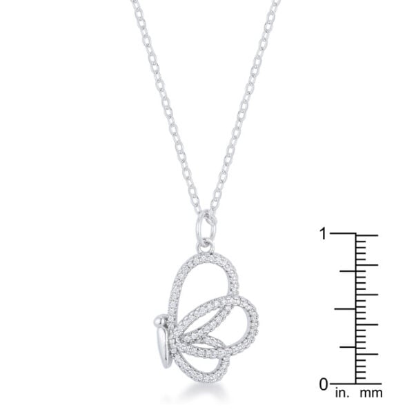 Butterfly pendant and necklace chain laid out to show the full design