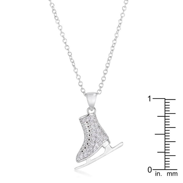 Ice skate pendant with 18 Inch + 2 Inch Extender link chain and lobster clasp