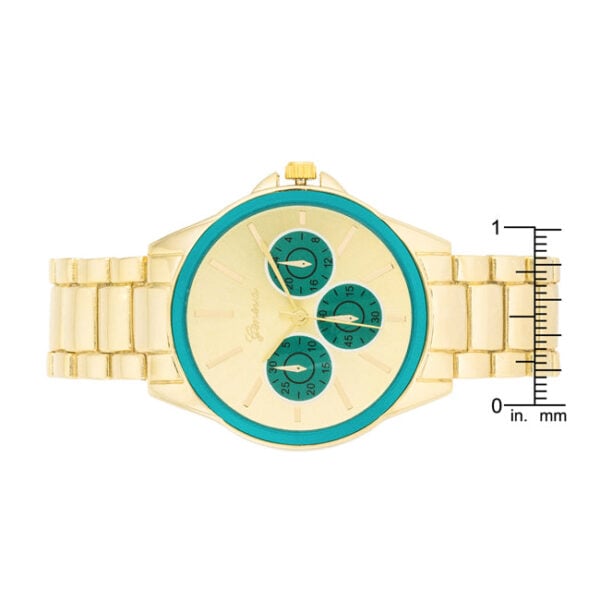 Side view of the watch showing the link bracelet and case profile