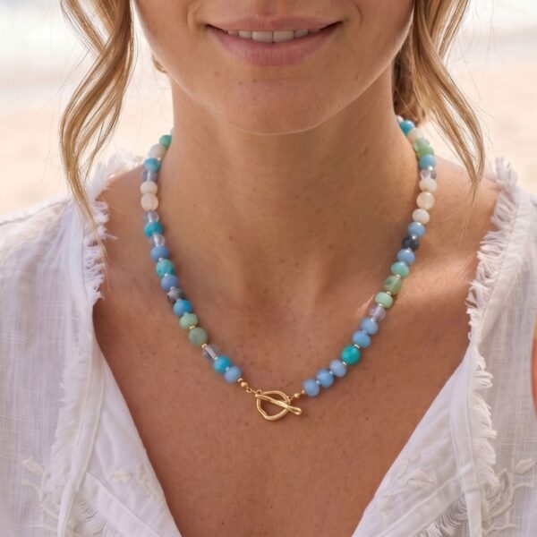 18 Blue Rondell Glass and Dyed Howlite Bead Fashion Toggle Necklace - alternate view 2