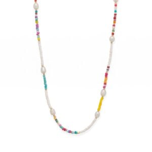 15 + 3 Cultured Freshwater Rice Pearl and Seed Bead Fashion Necklace