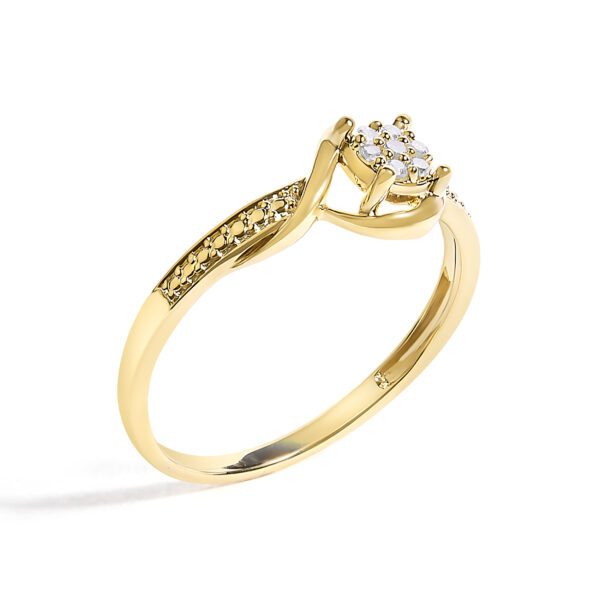 The ring with seven untreated round diamonds in prong settings.